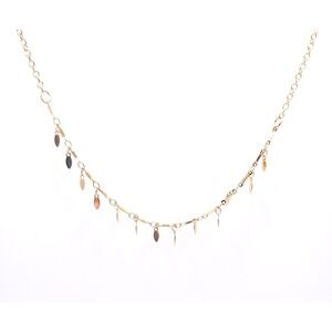 Gold Tone Leaf Drop Choker Necklace Dainty Link Chain 14in